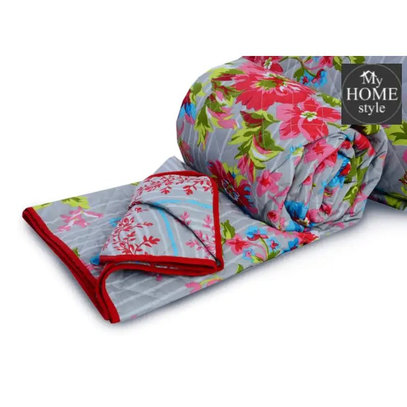 3 Pcs Quilted Floral Bedspread set MHS - n07 - myhomestyle.pk
