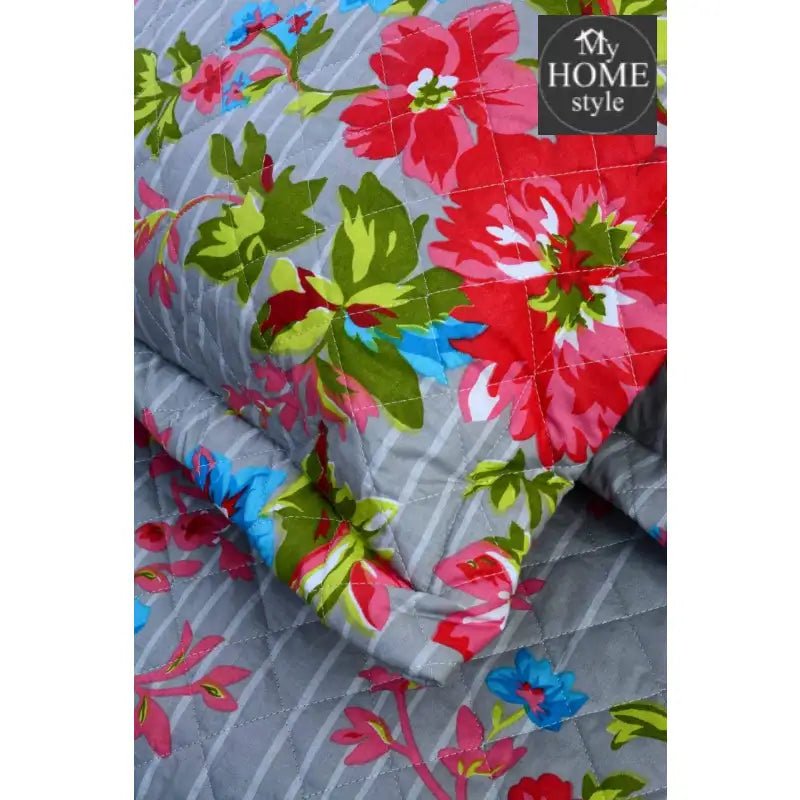 3 Pcs Quilted Floral Bedspread set MHS - n07 - myhomestyle.pk