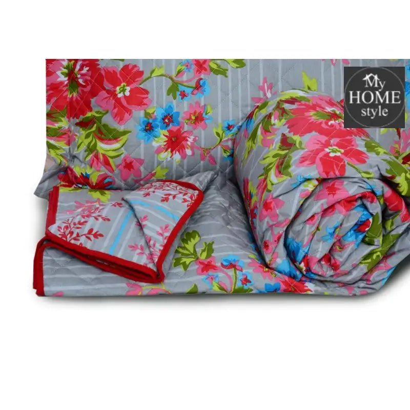 3 Pcs Quilted Floral Bedspread set MHS - n07 - myhomestyle.pk
