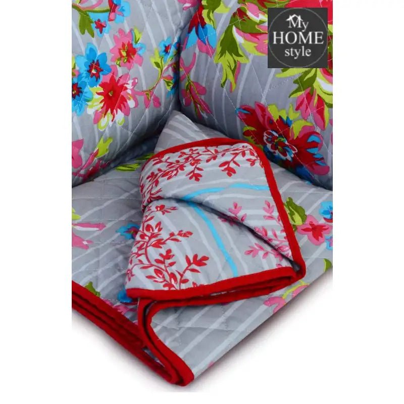 3 Pcs Quilted Floral Bedspread set MHS - n07 - myhomestyle.pk
