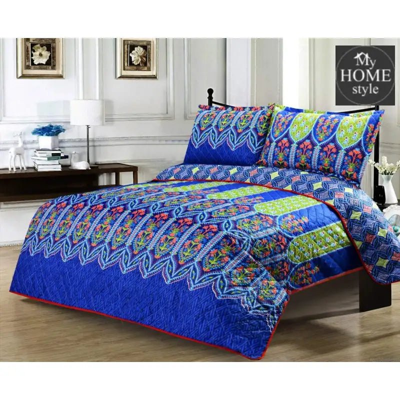 3 Pcs Quilted Floral Bedspread set MHS - n08 - myhomestyle.pk