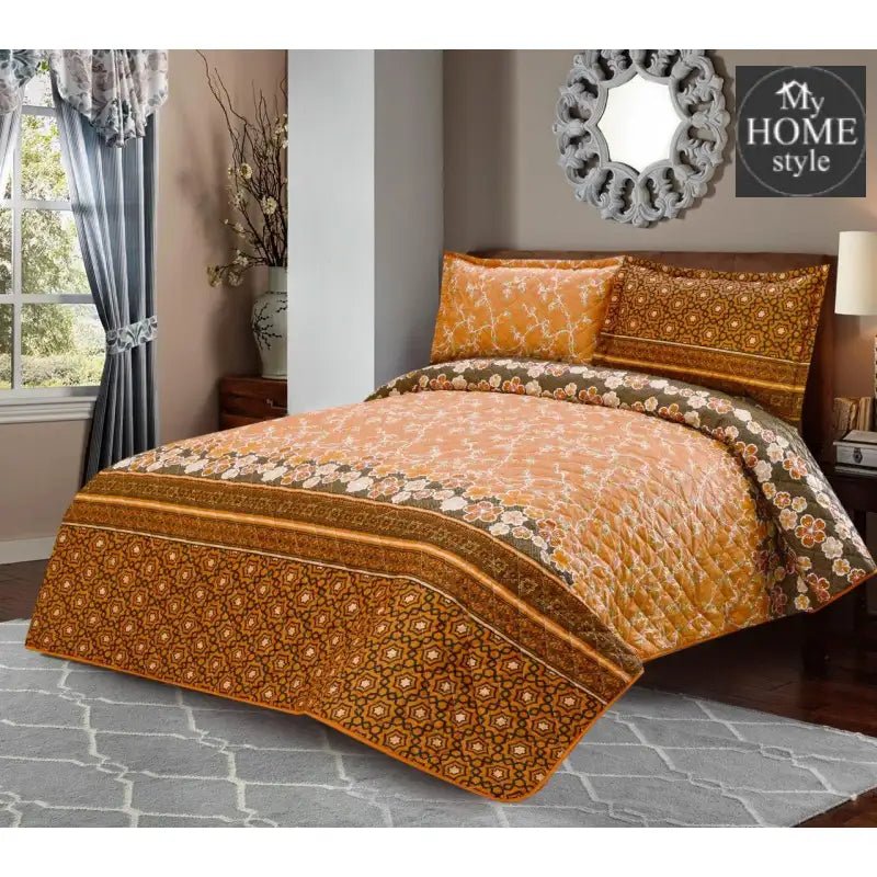 3 Pcs Quilted Floral Print Bedspread set MHS - 09 - myhomestyle.pk
