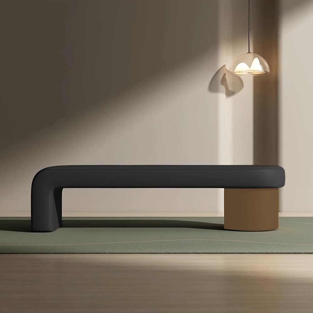 3 Seater Leathered Modern Luxury Ottoman Stool - 1472 - myhomestyle.pk