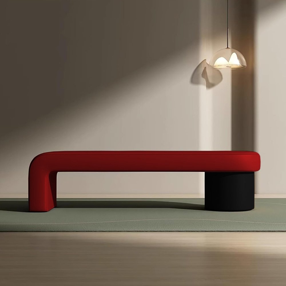 3 Seater Leathered Modern Luxury Ottoman Stool - 1472 - myhomestyle.pk