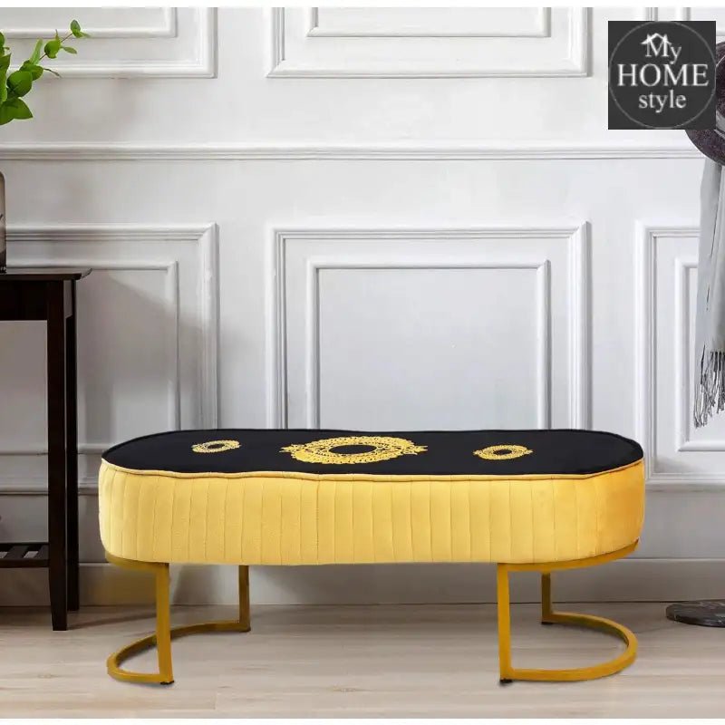 3 Seater Luxury Embroidered Stool With Steel Stand - 1163 - myhomestyle.pk