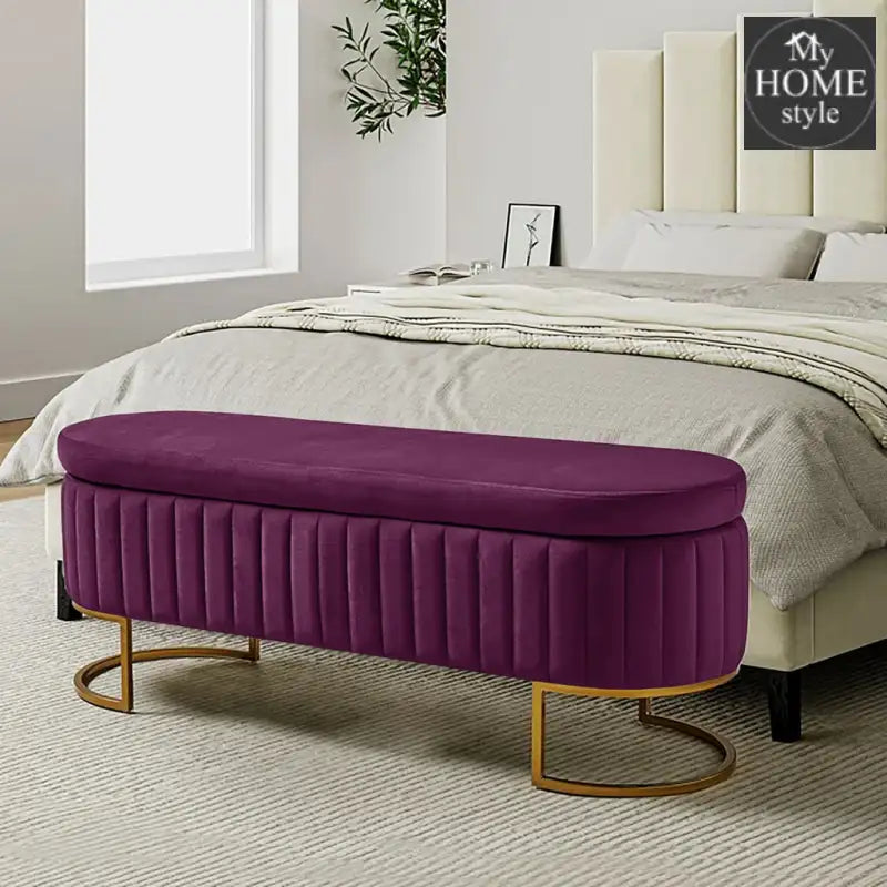 3 Seater Luxury Ottoman Nordic Storage Box -1307 Purple Stools