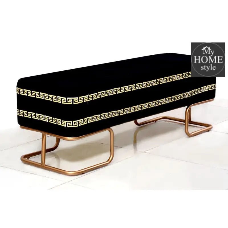 3 Seater Luxury Printed Wooden Stool With Steel Stand - 713 - myhomestyle.pk