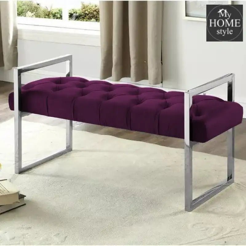 3 Seater Luxury Stainless Steel Ottoman Stool - 937 - myhomestyle.pk