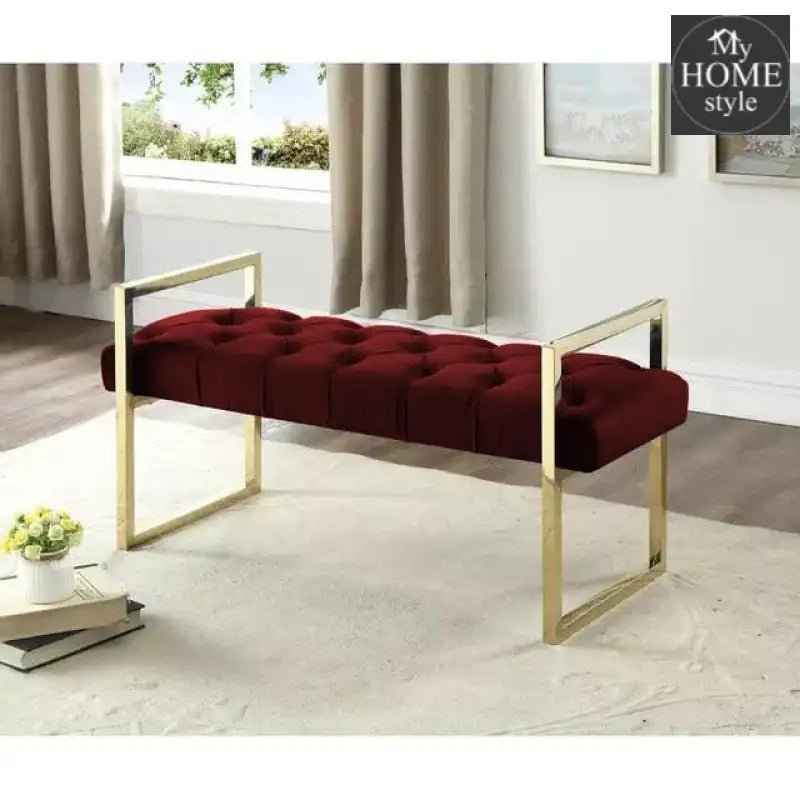 3 Seater Luxury Stainless Steel Ottoman Stool - 953 - myhomestyle.pk
