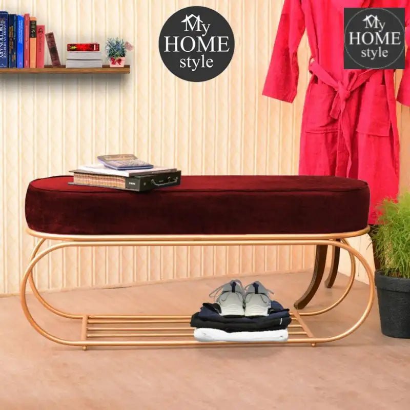 3 seater Luxury Stool With Shoe Rack - 1000 - myhomestyle.pk