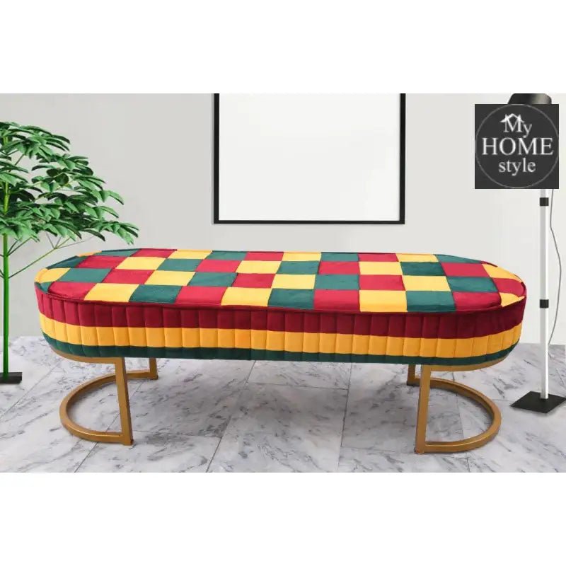 3 Seater Luxury Velvet Sindhi Stool With Steel Stand - 1051 - myhomestyle.pk