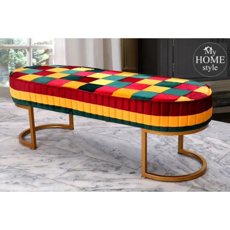 3 Seater Luxury Velvet Sindhi Stool With Steel Stand - 1051 - myhomestyle.pk
