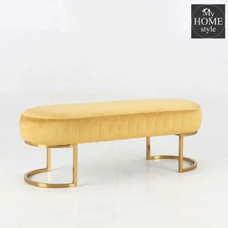 3 Seater Luxury Velvet Stool With Golden Steel Stand - 1099 - myhomestyle.pk