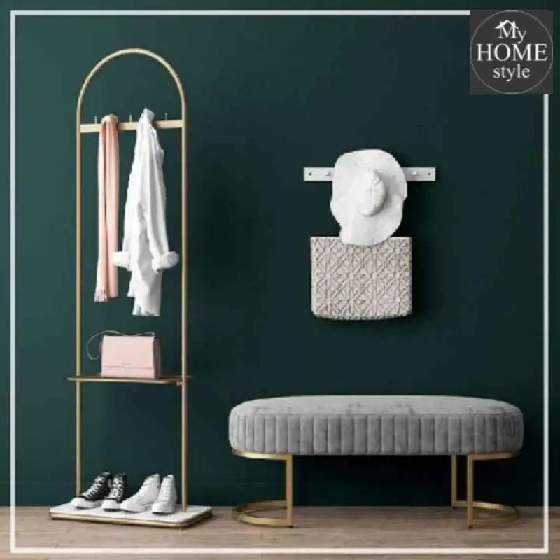 3 Seater Luxury Velvet Stool With Golden Steel Stand - 1100 - myhomestyle.pk
