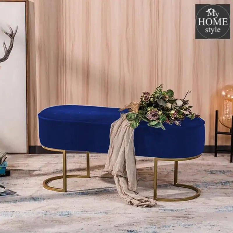 3 Seater Luxury Velvet Stool With Golden Steel Stand - 1128 - myhomestyle.pk