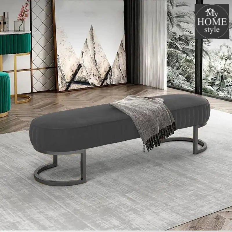 3 Seater Luxury Velvet Stool With Steel Stand - 1136 - myhomestyle.pk