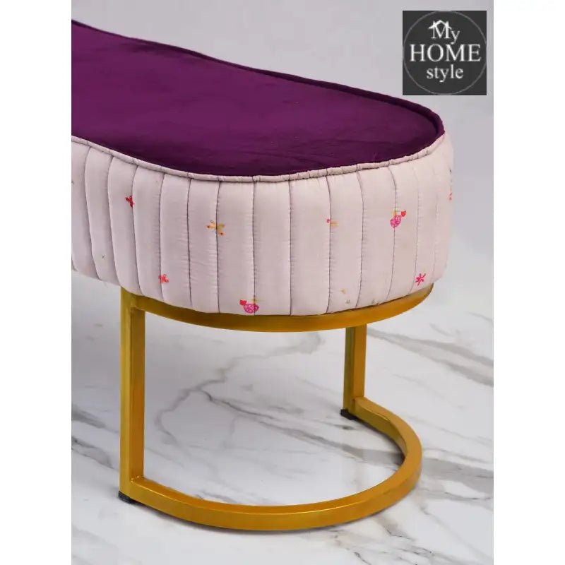 3 Seater Luxury Velvet Stool With Steel Stand - 1160 - myhomestyle.pk