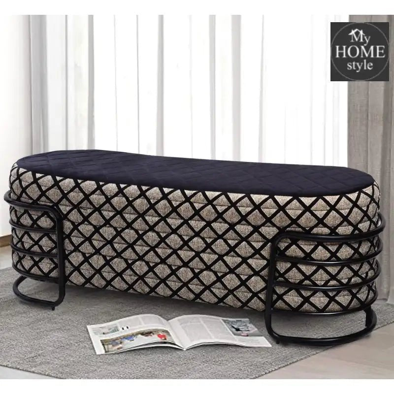 3 Seater Luxury Wooden Stool With Steel Stand - 1151 - myhomestyle.pk