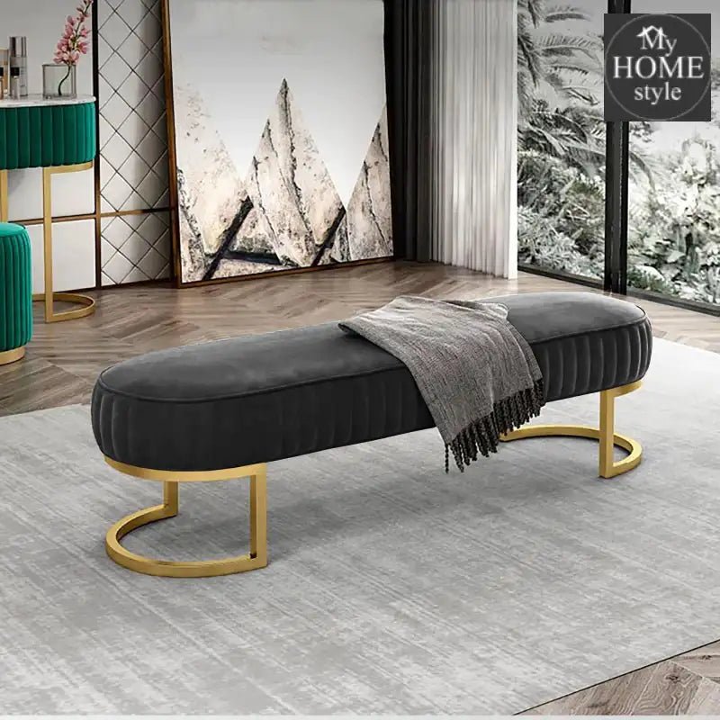 3 Seater Luxury Wooden Stool With Steel Stand - 480 - myhomestyle.pk