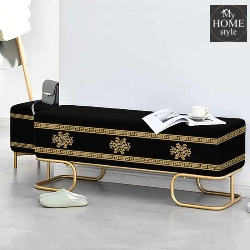 3 Seater Luxury Wooden Stool With Steel Stand - 830 - myhomestyle.pk
