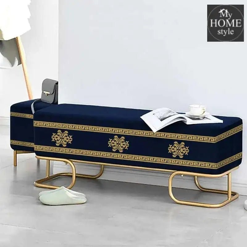 3 Seater Luxury Wooden Stool With Steel Stand - 832 - myhomestyle.pk