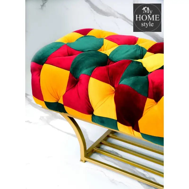 3 Seater Ottoman Printed Stool With Shoe Rack - 1126 - myhomestyle.pk