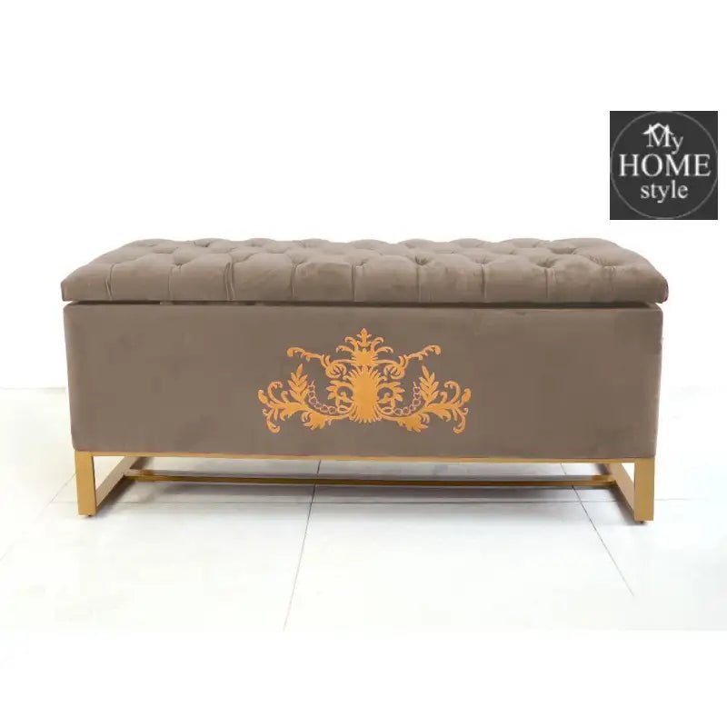 3 Seater Ottoman Storage Box With Embroidery - 915 - myhomestyle.pk