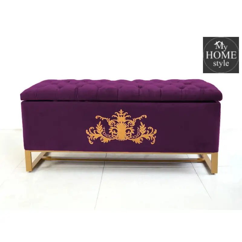 3 Seater Ottoman Storage Box With Embroidery - 919 - myhomestyle.pk