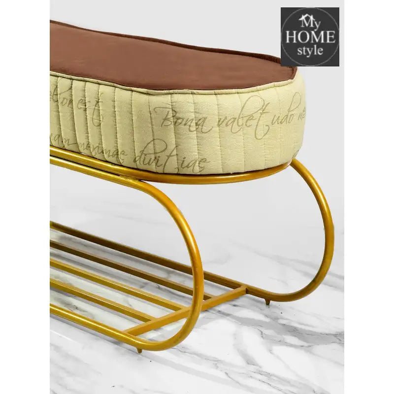 3 seater Printed Luxury Stool With Shoe Rack - 1177 - myhomestyle.pk