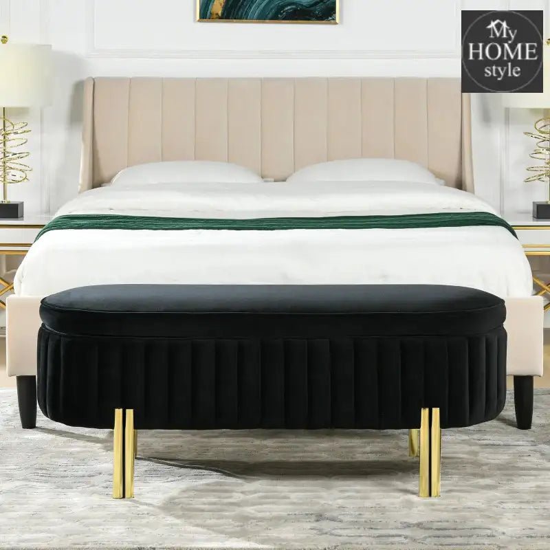 3 Seater Velvet Luxury Stool With Storage Space - 1224 - myhomestyle.pk