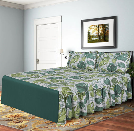 3 PCs Printed Bed skirt with Pillow cover 03