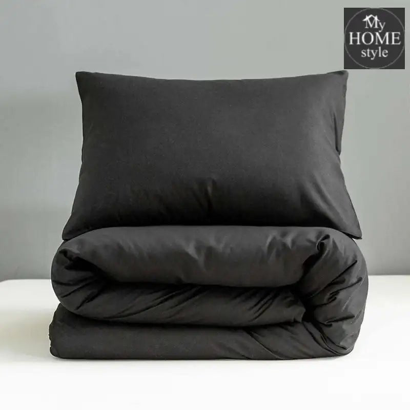 4 Pcs Sateen Duvet Set Black - myhomestyle.pk