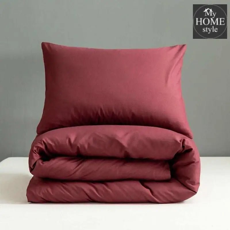 4 Pcs Sateen Duvet Set Maroon - myhomestyle.pk