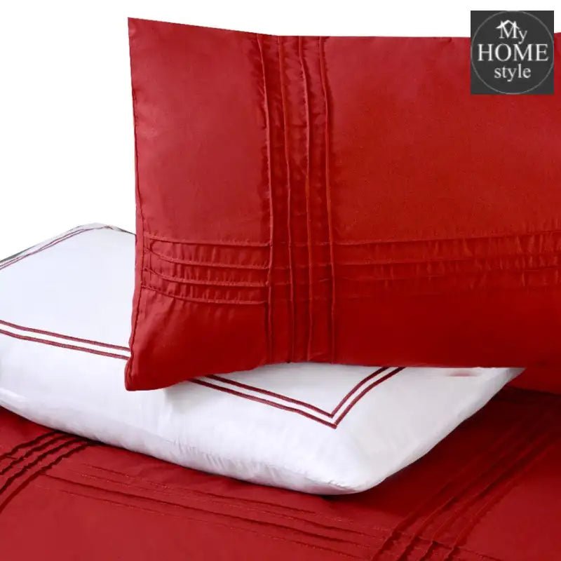 5 Pcs Baratta Pleated Duvet Set Red - myhomestyle.pk