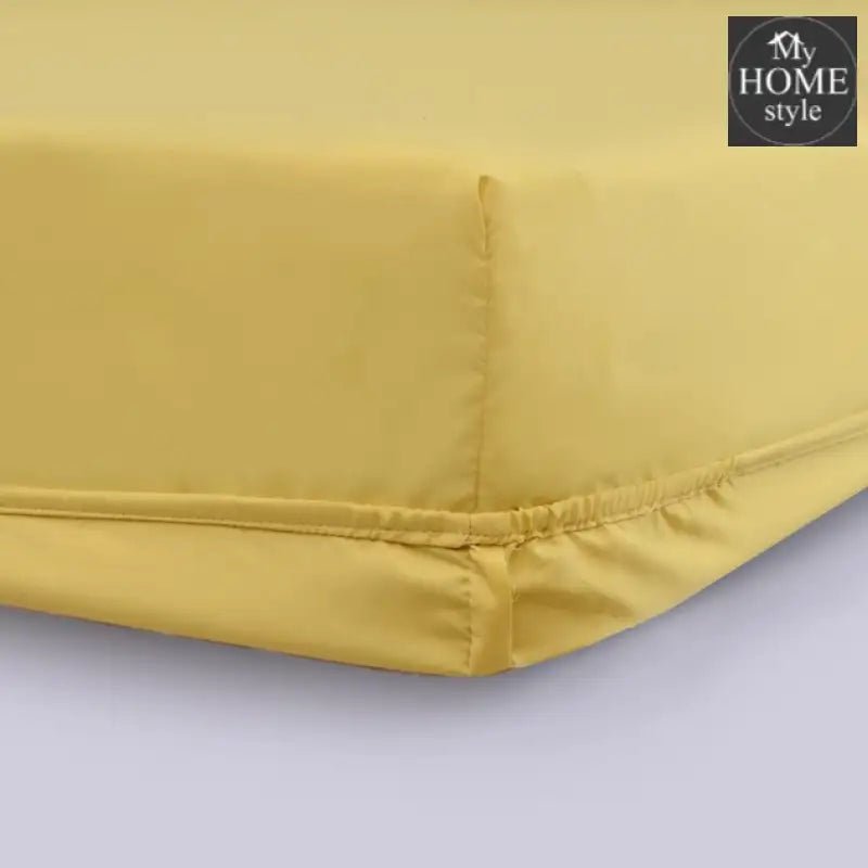 5 PCs Baratta Stitched Fitted Sheet Set Yellow - myhomestyle.pk