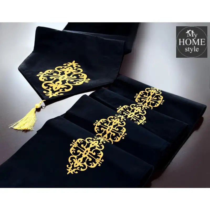 5 Pc's Velvet Embroidered Table Runner Set - myhomestyle.pk