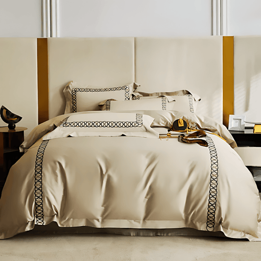 6 Pcs Elegant Embroidered Circled Satin Duvet Set - 1276 - myhomestyle.pk