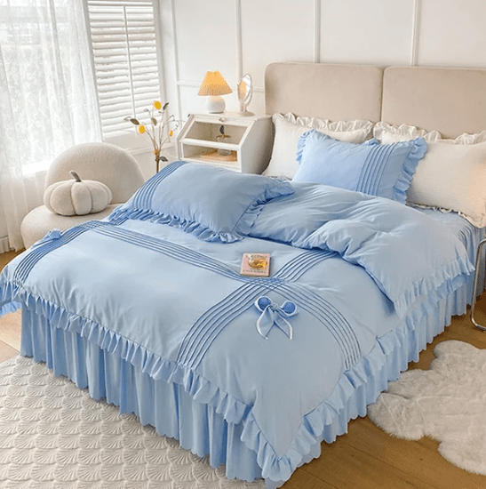 6 Pcs Elegant Ruffled Pleated Duvet Set - 1244 - myhomestyle.pk