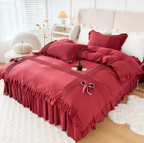 6 Pcs Elegant Ruffled Pleated Duvet Set - 1244 - myhomestyle.pk