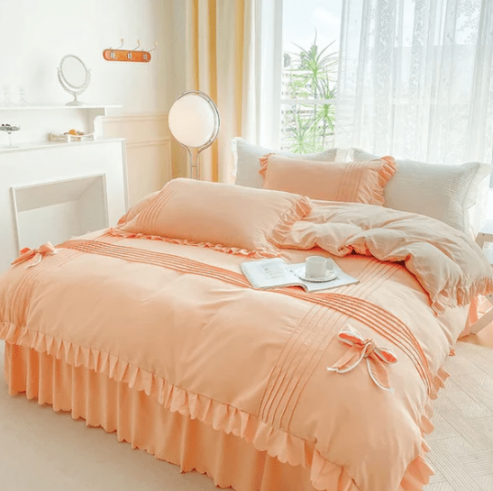6 Pcs Elegant Ruffled Pleated Duvet Set - 1244 - myhomestyle.pk