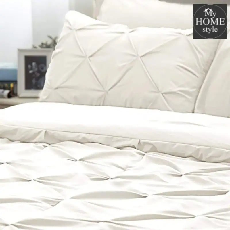 6 Pc's Luxury Diamond Pintuck Bedspread Light Filled Cream - myhomestyle.pk