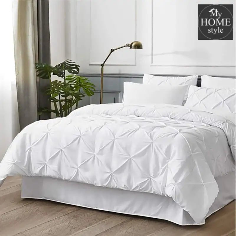 6 Pc's Luxury Diamond Pintuck Bedspread Light Filled White - myhomestyle.pk