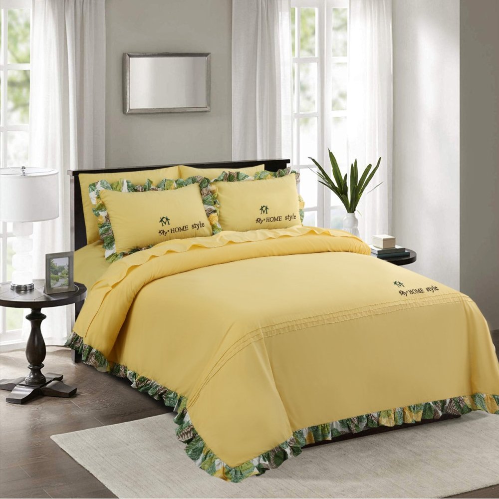 6 PCS LUXURY FRILLED DUVET SET - 1268 - myhomestyle.pk