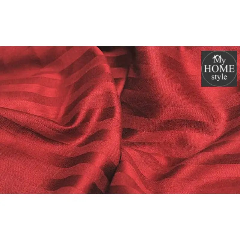 6 Pcs Luxury Maroon Satin Stripe Duvet Set - myhomestyle.pk