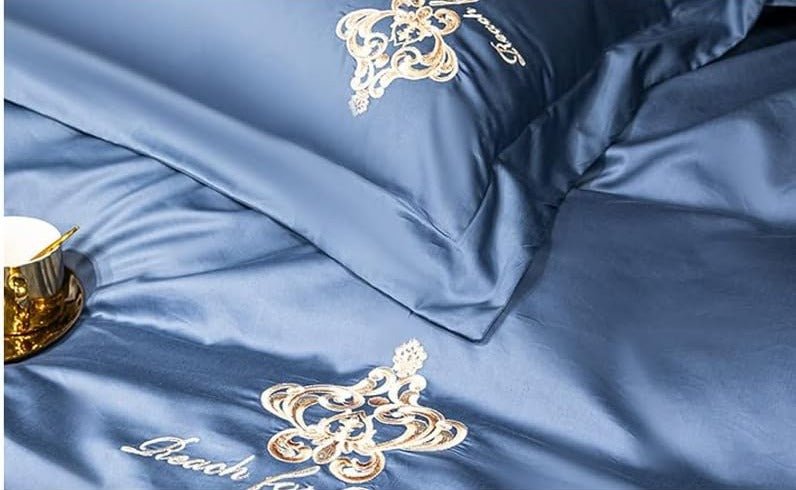 6 Pcs Luxury Satin Embroidered Duvet Set - 1222 - myhomestyle.pk