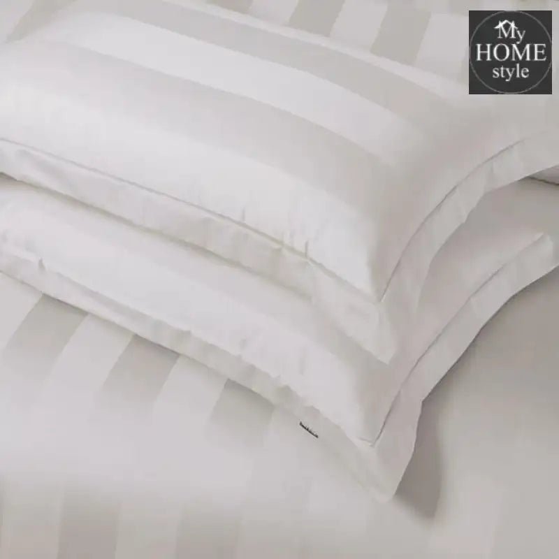6 Pcs Luxury Skin Satin Stripe Duvet Set - myhomestyle.pk