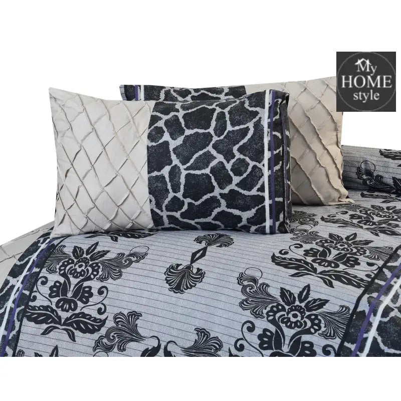 6 PC's Printed Cross Pleated Duvet Set SC - myhomestyle.pk
