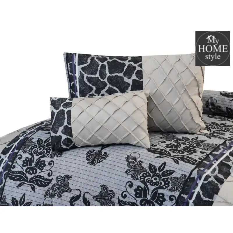 6 PC's Printed Cross Pleated Duvet Set SC - myhomestyle.pk
