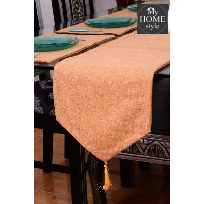 7 pcs Jutte Camel Table Runner Set With Place Mats - myhomestyle.pk