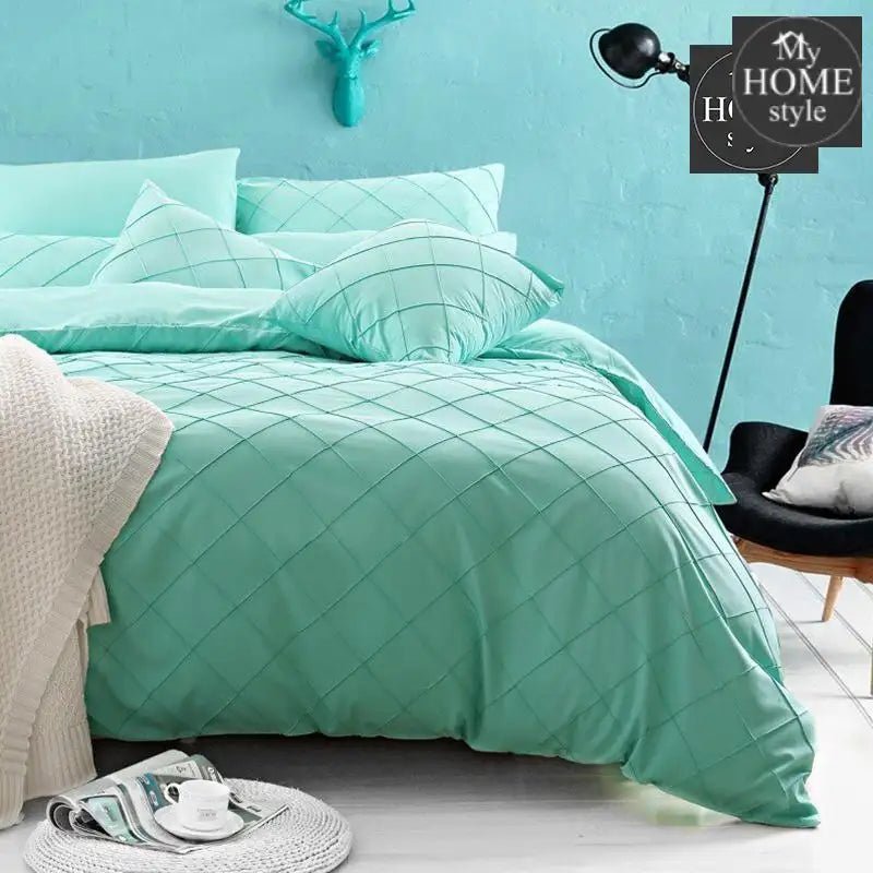8 Pcs Cross Pleated Duvet Set Sea Green - myhomestyle.pk